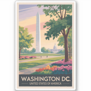 ワシントンDCイラストレーション旅行芸術ヴィンテージ シール