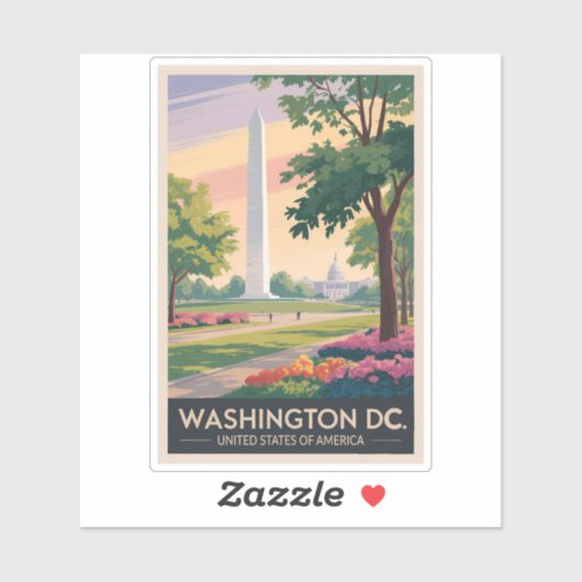 ワシントンDCイラストレーション旅行芸術ヴィンテージ シール (シート)