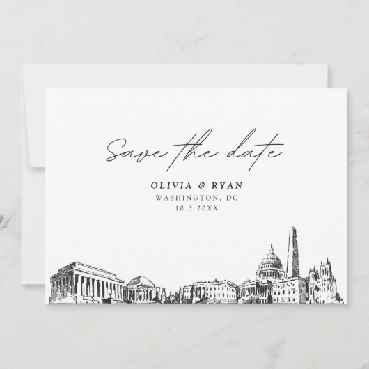 ワシントンDCウェディング日付を保存モダン 招待状 (正面)