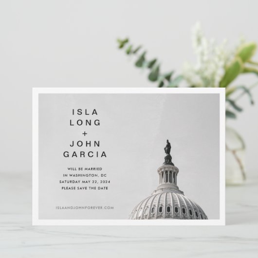 ワシントンDCウェディング日付保存招待状 招待状 (スタンド正面)