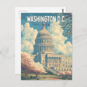 ワシントンDCキャピトルトラベルアートヴィンテージ ポストカード (正面/裏面)