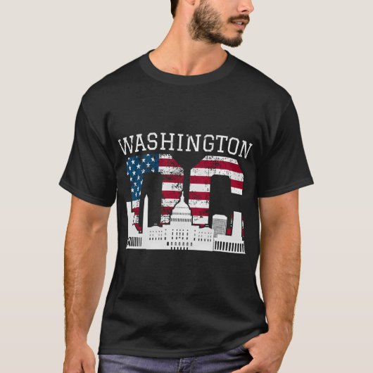ワシントンDCキャピトルヒル米国国旗 Tシャツ (正面)