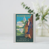 ワシントンDCキャピトルヴィンテージ旅行ポスター ポストカード (スタンド正面)