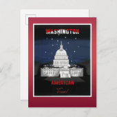 ワシントンDCキャピトルヴィンテージ旅行ポスター ポストカード (正面/裏面)