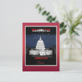 ワシントンDCキャピトルヴィンテージ旅行ポスター ポストカード (スタンド正面)