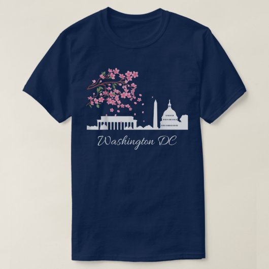 ワシントンDCキャピトル建物さくらんぼ花メム Tシャツ (デザイン正面)
