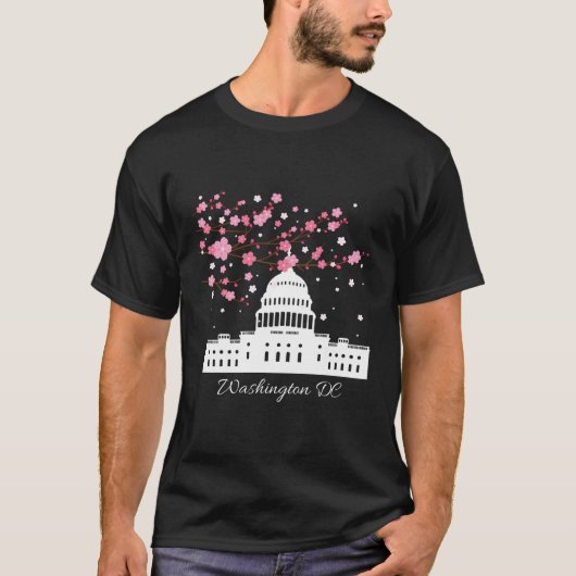 ワシントンDCキャピトル建物さくらんぼ花 Tシャツ (正面)
