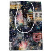 ワシントンDCクリスマスと新年の水の色 ミディアムペーパーバッグ (正面)