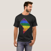 ワシントンDCシルエットLGBTプライド国旗 Tシャツ (正面フル)