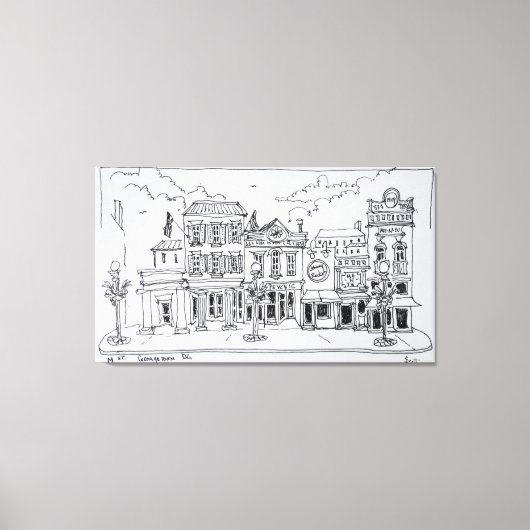 ワシントンDCジョージタウンのM通りのビュー。 キャンバスプリント (正面)