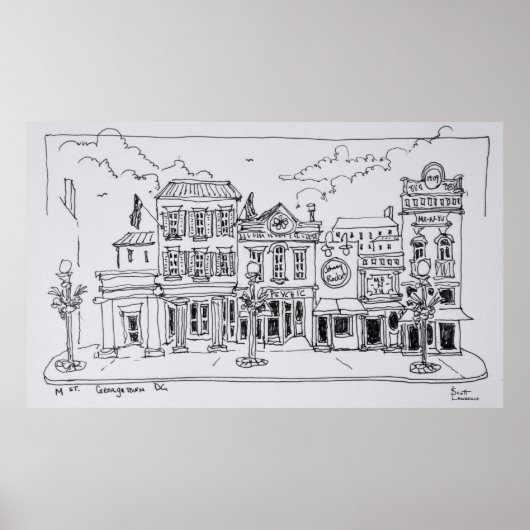 ワシントンDCジョージタウンのM通りのビュー。 ポスター (正面)