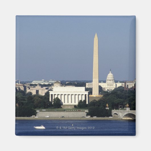 ワシントンDCスカイラインと米国キャピトル建物2 マグネット (正面)