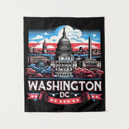 ワシントンDCスカイラインのランドマークアート タペストリー (正面)