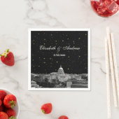 ワシントンDCスカイラインエッチドスター結婚リー スタンダードカクテルナプキン (インサイチュ)