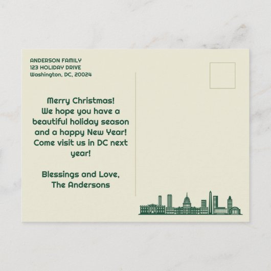 ワシントンDCスカイラインクリスマスホリデーポストカード シーズンポストカード (裏面)