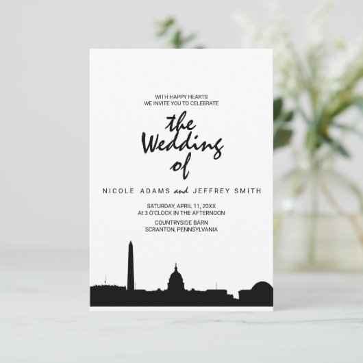 ワシントンDCスカイラインシティスケープ結婚式招待状 招待状 (スタンド正面)