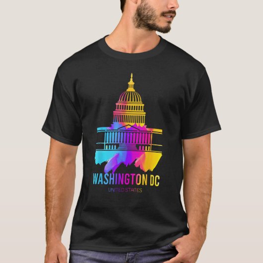 ワシントンDCスカイライン水の色お土産US Capi Tシャツ (正面)