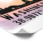 ワシントンDCスカイライン緯度と経度のプリント ポスター (角)