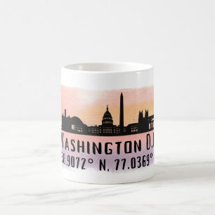 ワシントンDCスカイライン緯度と経度 コーヒーマグカップ