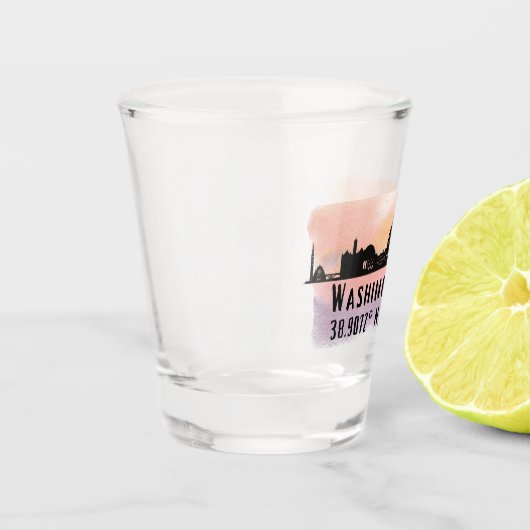 ワシントンDCスカイライン緯度と経度 ショットグラス (左)