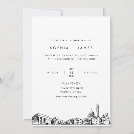 ワシントンDCスカイラ結婚インの写真招待状 招待状 (正面)