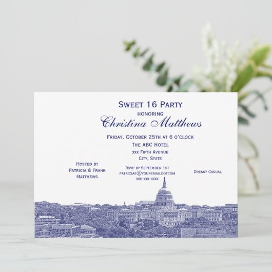 ワシントンDCネイビースカイラインシルエットスウィート16 招待状 (スタンド正面)