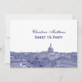 ワシントンDCネイビースカイラインシルエットスウィート16 招待状 (裏面)