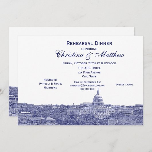 ワシントンDCネイビースカイラインシルエットリハーサルDn 招待状 (正面/裏面)