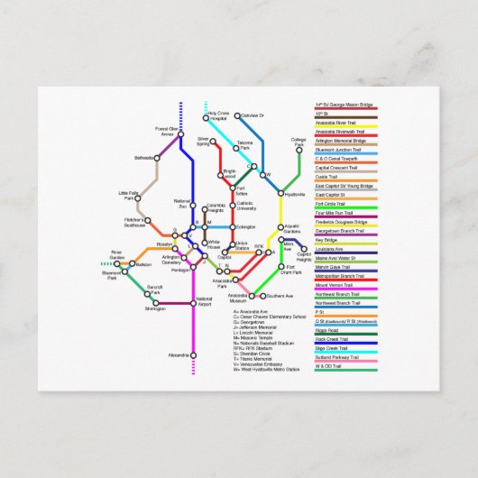 ワシントンDCバイクマップポストカード ポストカード (正面)