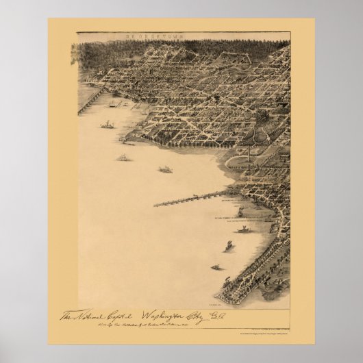 ワシントンDCパノラママップ – 1883 ポスター (正面)