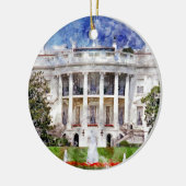 ワシントンDCホワイトハウス水彩画 セラミックオーナメント (左)