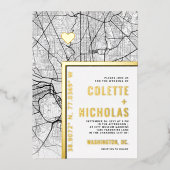 ワシントンDCラブロケーター |シティテーマ結婚の 箔招待状 (正面)