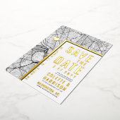 ワシントンDCラブロケーター |結婚式の日付の保存 箔招待状 (回転した状態)