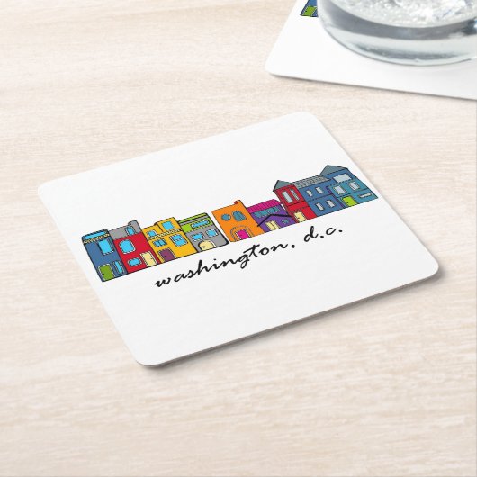 ワシントンDCロウハウシズ スクエアペーパーコースター (アングル)
