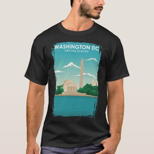 ワシントンDCヴィンテージミニマルレトロ旅行ポスター Tシャツ (正面)