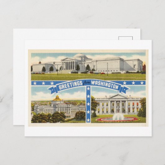 ワシントンDCヴィンテージ旅行からの挨拶 ポストカード (正面/裏面)