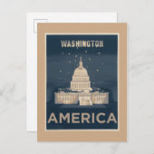 ワシントンDCヴィンテージ旅行ポスター ポストカード (正面/裏面)