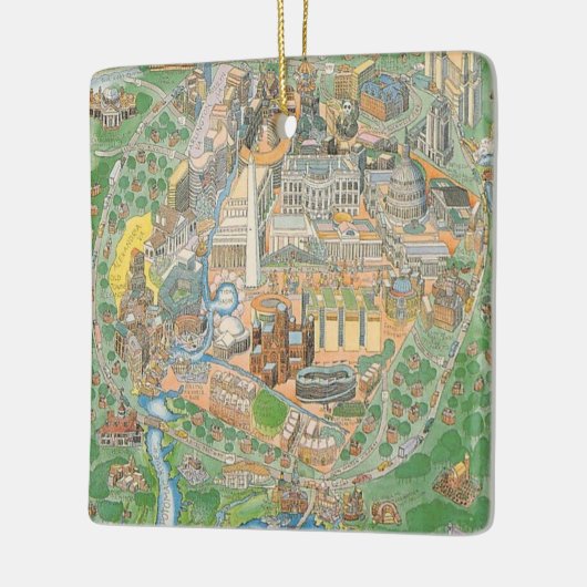 ワシントンDC図解入りの、写真付きのオーナメント セラミックオーナメント (左)