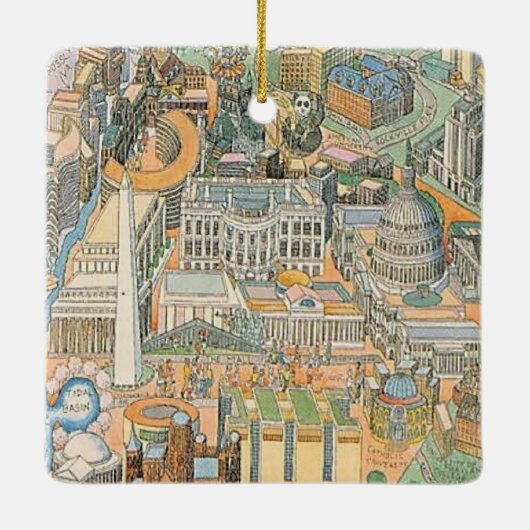 ワシントンDC図解入りの、写真付きのオーナメント セラミックオーナメント (裏面)