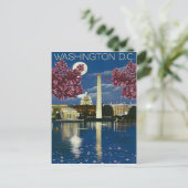 ワシントンDC夜、ホワイトハウス、春 ポストカード (スタンド正面)