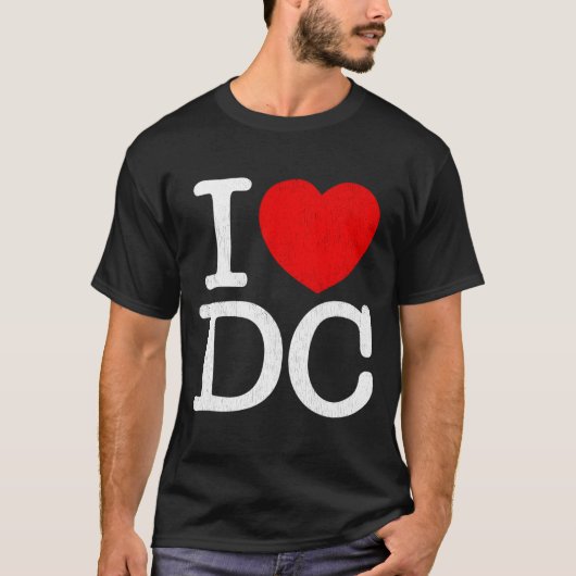 ワシントンDC大好き ディストressed I 彼 DC Tシャツ (正面)