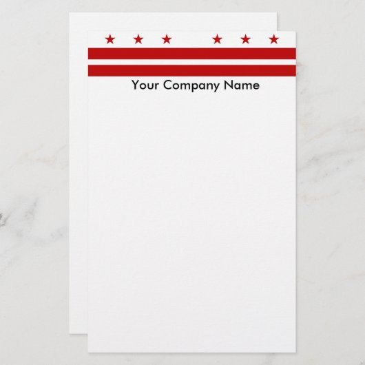 ワシントンDC州旗を持つ文房具 便箋 (正面/裏面)