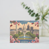 ワシントンDC春のスカイライン_桜 ポストカード (スタンド正面)