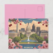 ワシントンDC春のスカイライン_桜 ポストカード (正面/裏面)