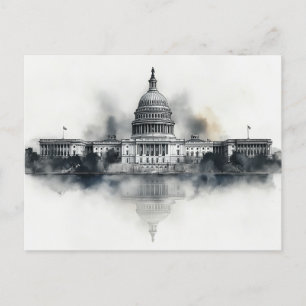 ワシントンDC米国議会議事堂モノクロポストカード シーズンポストカード