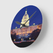 ワシントンDC統一された州ズCapitol at Dusk ラウンド壁時計 (傾斜)