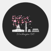 ワシントンDC記念碑さくらんぼの花 ラウンドシール (正面)