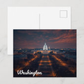 ワシントンDC議事堂ビルの夜景 ポストカード (正面/裏面)