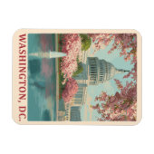 ワシントンDC -さくらんぼの花とキャピトル建物 マグネット (横)