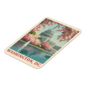 ワシントンDC -さくらんぼの花とキャピトル建物 マグネット (左側)